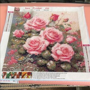 Diamond Painting with Pink Roses